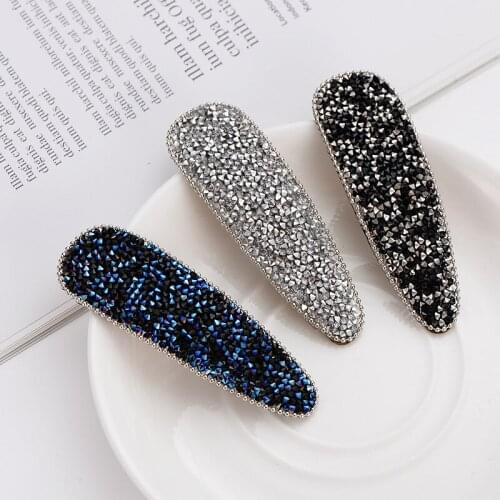 1PC Square Waterdrop Bling Crystal Hairpins Headwear for Women Girls Rhinestone Black Hair Clips Pins Barrette Hair Accessories