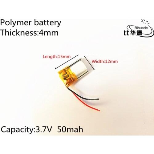 10pcs 3.7V 50mAh 401215 Lithium Polymer Li-Po li ion Rechargeable Battery cells For Mp3 MP4 MP5 GPS PSP mobile bluetooth