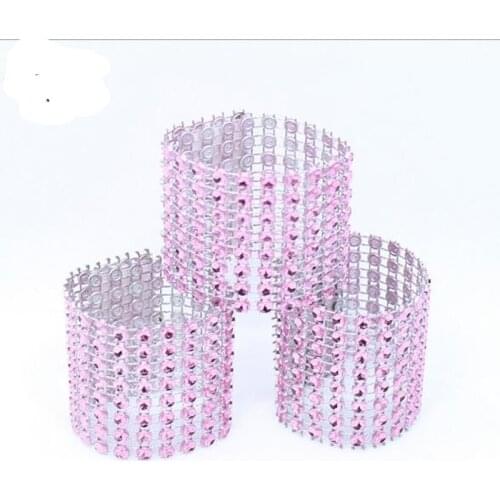 100Pcs/Lot Plastic Rhinestone Wrap Pink Napkin Ring New Napkin Rings Chair Buckle Hotel Wedding Supplies Home Talbe Decoration