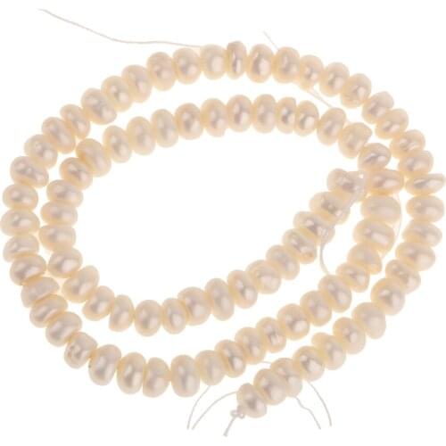 15'' White Rondelle Freshwater Pearl charm spacer Loose Beads Jewelry Making craft Grament clothes Decoration