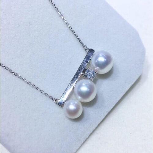 3 PAERLS 925 Sterling Silver Pearl Necklace Chain with Pendant Mountings Necklace Findings Jewelry Parts Fittings Accessories