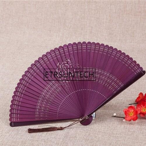 30pcs Rose Flower Blossom Print Chinese Bamboo Folding Hand Fan Home Decoration Wedding Favor Gifts
