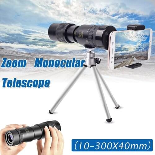 4k 10-300x40mm Super Telephoto Zoom Monocular Telescope With Tripod Clip Mobile Phone Accessories for Outdoor Hunting Telescope
