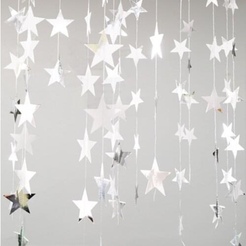 4M Glitter Stars Garland Paper Banner Christmas Decorations Hanging Pendants Wedding Birthday Flags Full Flowers Party Supplies