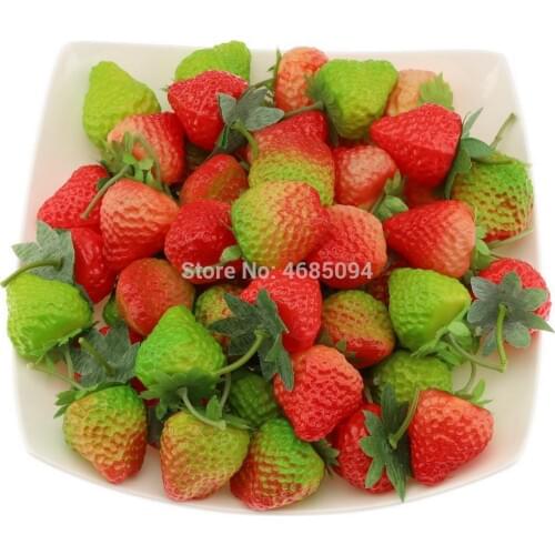 Gresorth 60pcs High-grade Decoration Strawberry Fake Fruits Artificial Food Toy Model Home Party Shop Market Display