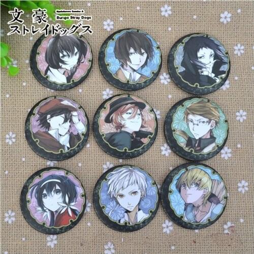 9pcs/set 58MM Anime Badge Badge Button for Anime Bungou Stray Dogs Osamu Dazai Doppo Kunikida Kenji Miyazawa Atsushi Nakajima