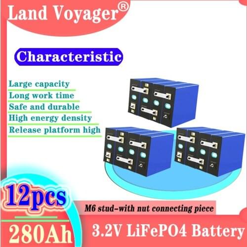 12PCS 3.2V280AH LIFEPO4 battery cell 2021 new Rechargeable Batteries Lithium iron for 36V 280AH for RV SOLAR EV EU US TAX FREE