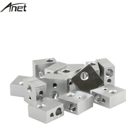 Anet 10 pcs/lot Aluminum Heater Block Makerbot MK7 MK8 Print Head Hot End Heating Block 20*20*10mm for Anet A8 A2 A6A 3D printer