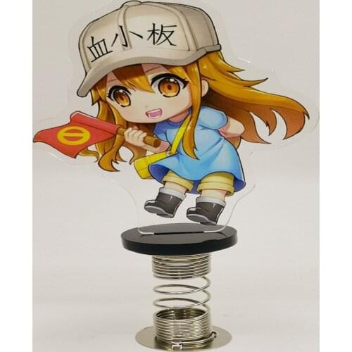 Anime Working Cell Spring Shake Fighter Stand Cell At Work Model Plate Acrylic Laser Desktop Car Decoration Toy Gift