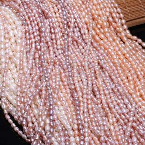 Natural freshwater pearl beads Pink / Purple / white (Grade A) ellipse Sold in packs Making Necklace Bracelet diy5 36CM 5-6mm