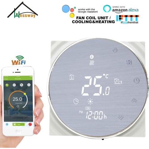 HESSWAY TUYA central smart thermostat alexa WIFI for fan coil cooling heating regulator temperature
