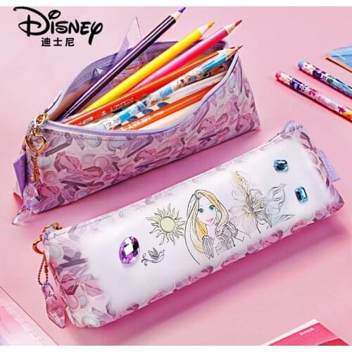 Disney Rapunzel Stationery Box Anti-wrinkle Waterproof Student Pencil Case Creative Cartoon Zipper Pencil Case School Supplies