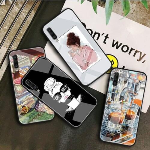 Coffee Boss Tempered Glass Case For Samsung Galaxy A10S A20S A20E A30S A40 A50S A60 A70 A80 A90 A6 A7 A8