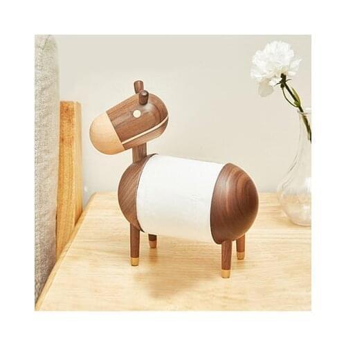 Log roll paper frame donkey paper towel frame black walnut solid wood creative living room decorations, desktop decorations