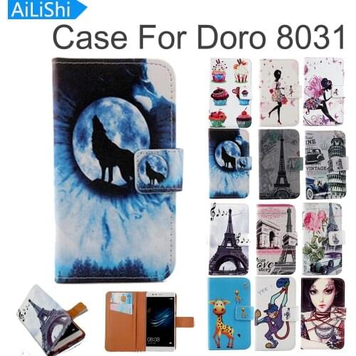 AiLiShi Flip PU Leather Case For Doro 8031 Case Elegant Cartoon Painted Protective Cover Skin With Card Slot