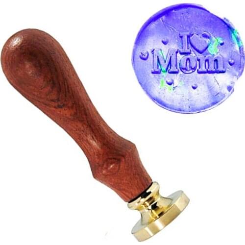 I MOM Heart Mothers Day Vintage Custom Picture Wedding Invitation Wax Seal Sealing Stamp Sticks Spoon Gift Box Set Kit