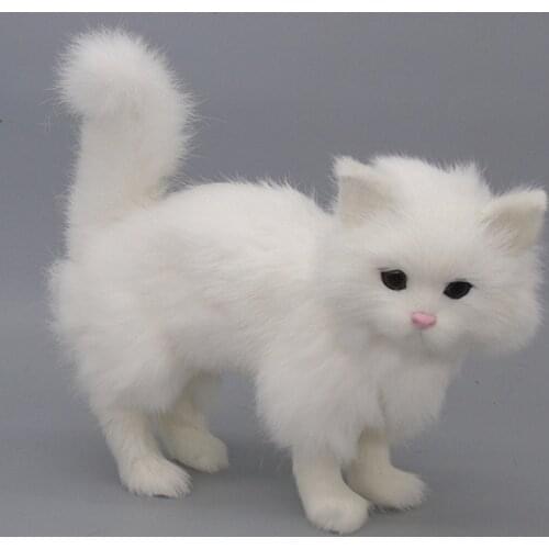 Simulation cat hard model polyethylene&furs cute white standing cat home decoration gift about 23*9*20CM b0320