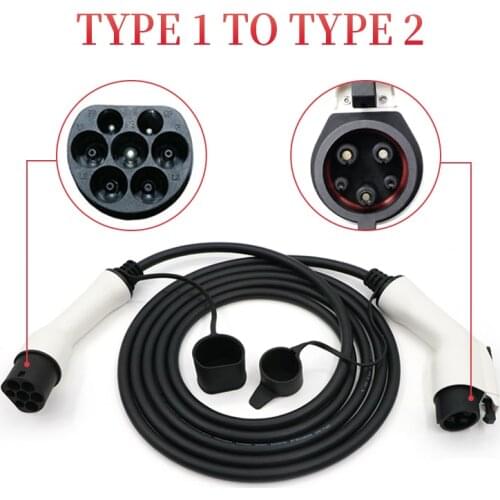 EV charger cable Type 2 to Type 1 IEC62192-2 to SAE J1772 EVSE Electric Vehicle Charging Converter Adapter 32A 16A 1Phase