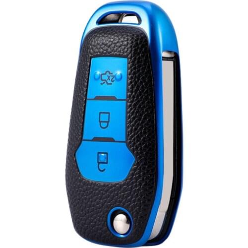 TPU Leather Car Key Case Flip Protector Cover For Ford F150 F250 Focus Escort Kuga Everest Fiesta Fusion Mondeo Ranger Fob Shell