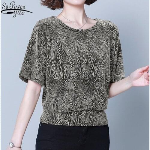 Summer Women Blouse New Womens Base Shirt Short Sleeve Womens Top and Blouses Printed Floral Tops Female Blusas Mujer 14083