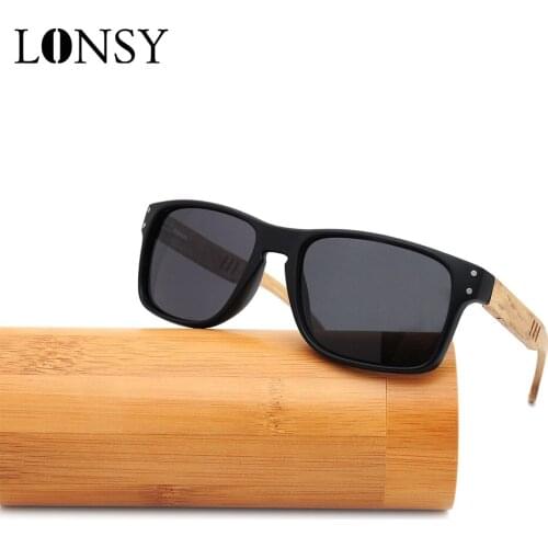 LONSY Fashion Handmade Wood Men Women Sunglasses Polarized Mirror Vintage Sport Sun glasses Male Driving Oculos UV400