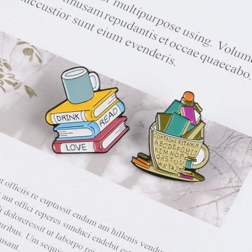 LXJERY Cartoon books Pin Badge On Backpack Cute Brooch Pins For Clothes Broche For Women Girl Schoolbag