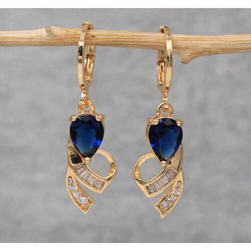 Trendy Gold Plated Copper Dangler Water Drop Earrings Zirconia For Women Fashion Jewelry Accessories Wedding Anniversary Gift