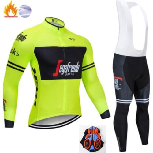 2019 Men Winter Thermal Fleece Jerseys Suit Long Sleeve Set Cycling Jacket Riding race Bicycle Tights Cycling Warm Clothing Kit