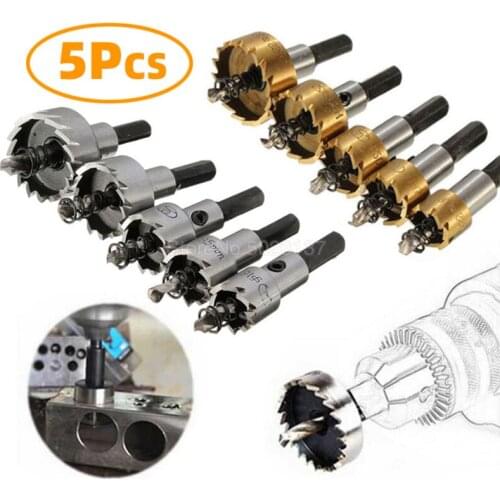 5PCS Hss Drill Bit Hole Saw Set Stainless Steel Metal Alloy Carbide Tip Woodworking Tools Drills