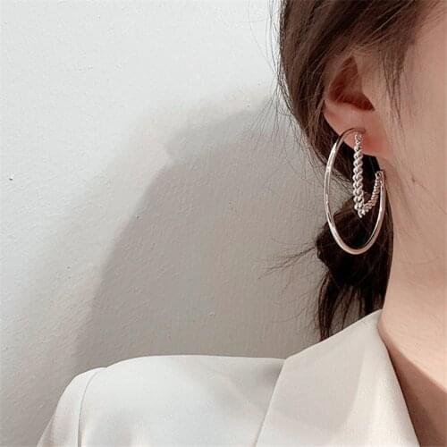 New 2021 Metal Big Circle Geometric C Shape Earrings Fashionable Joker Hyperbole Ms Jewelry Gift Accessories Wholesale