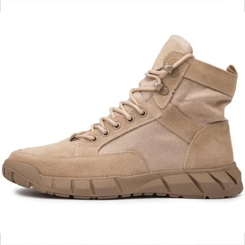Autumn Winter 2020 New Khaki Work Boots Martin Boots Retro British Motorcycle Boots High Top Canvas Shoes Casual Mens Shoes
