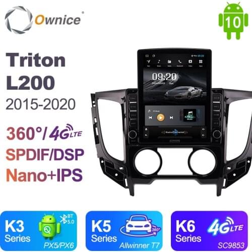 Ownice Android 10.0 Car Radio for Mitsubishi Triton L200 2015 - 2020 GPS 2Din Auto Audio System Stereo Player 4G LTE Tesla Style