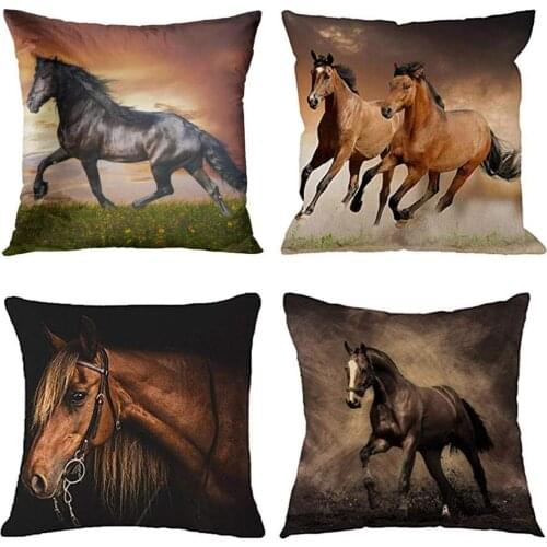 Horse Cushion Cover Pillow Covers Polyester Living Room Decoration Sofa Decorative Home Pillows Case 45*45cm No Pillow Insert