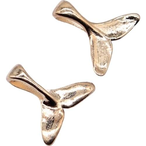 20pcs 16x16mm Whale Tail Fish Charm Mermaid Tail Pendant For Necklace Jewelry