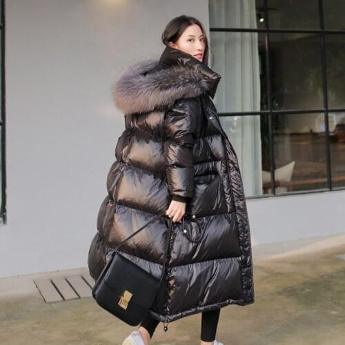 Down Jacket Women Long below the Knee Exta-Long 2020 New Big Fur Collar Thickening Fashionable Loose Winter Clothes
