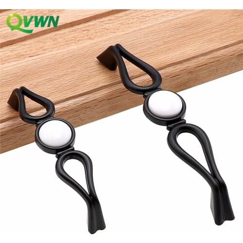 QVWN Black White Ceramic Kitchen Cabinet Knobs And Handles For Furniture Handle Accessories Drawer Wardrobe European Antique