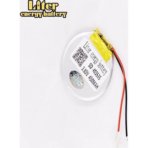 R40350 403535 3.85V / 4.4v 1.67wh 450mAh Rechargeable li Polymer Round battery For Smart watch Li-PO battery