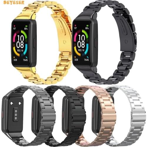 Stainless Steel Watchband Strap For Huawei Band 6/Honor Band 6 Smartwatch Wristband Bracelet Replacement Luxury Metal Belt