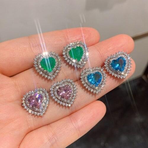 Classic 100% 925 Sterling Silver Created Emerald Aquamarine Gemstone Anniversary Party Earrings Fine Jewelry Wholesale Gift