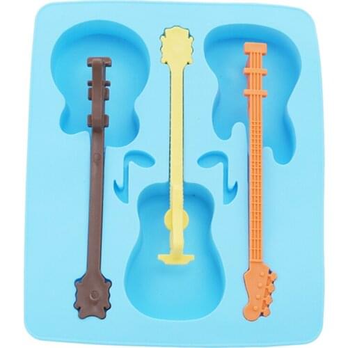 Silicone+Plastic Mold Guitar Shapes 3D Chocolate Mould Ice Cube Tray Mold DIY Baking Molds Pudding Mold Cake Decorating