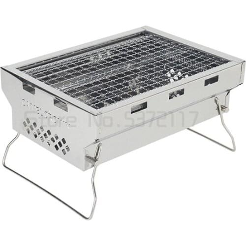 Folding barbecue rack household charcoal stainless steel barbecue stove outdoor courtyard field barbecue string rack