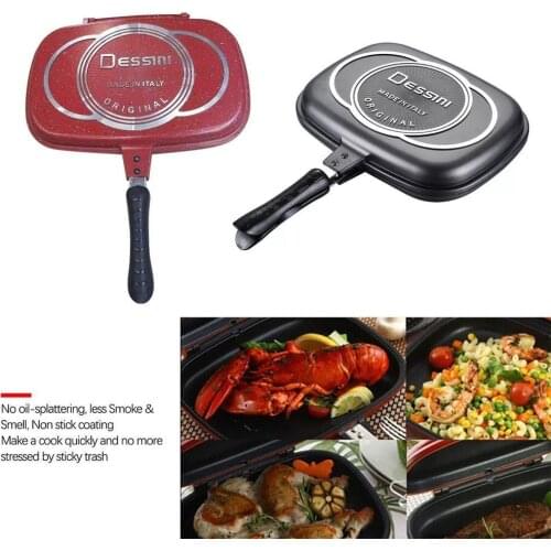 32cm Double-Sided Frying Pan Non-Stick Barbecue Tool Cookware Grill Frying Pan Injection Molding Home Cooking Kitchen Supplies