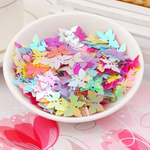 400Pcs AB Mixed Sewing Accessories 12*17mm Flat Butterfly with 2 Holes Sequins for Craft Scrapbook DIY Embellishment Findings