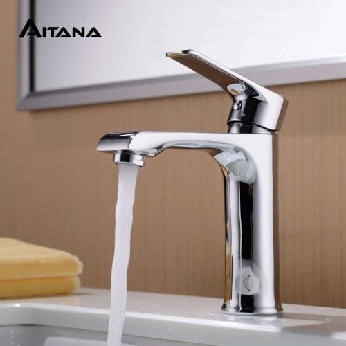 Bathroom Faucet, Single Handle Bathroom Sink Faucet Single Hole brass Lavatory Vanity Basin Sink Faucets with Water Line Hose