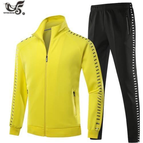 Tracksuit for Men 2 Pics Set Fashion printed Reflective strip Mens Hoodies+Pants sportSuit Spring Sweatshirt Male Jacket Suits