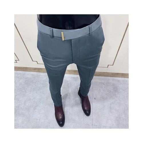 Slim mens 2020 spring new trend Korean version of the slim feet nine points trousers mens stretch wild casual pants