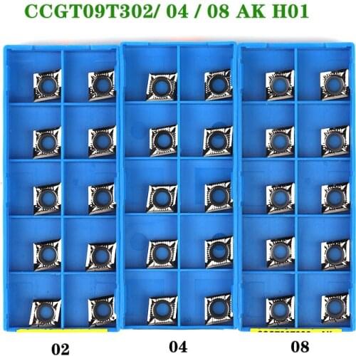10pcs CCGT060204 CCGT09T304 CCGT09T308 AK H01 Carbide Turning Inserts CNC Lathe Cutting Tools CCGT Blade for Aluminum Copper