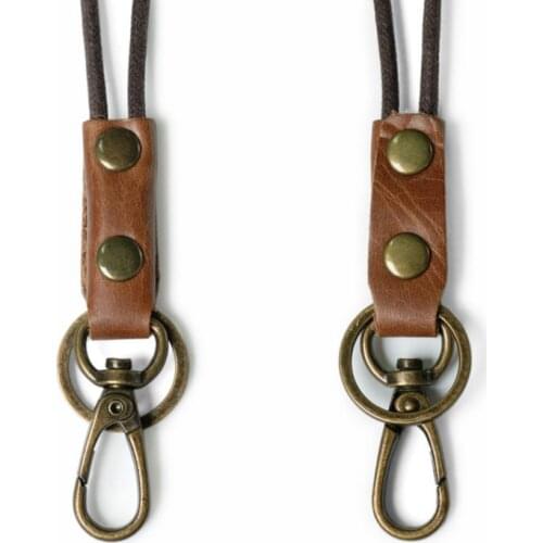 Vintage Genuine Leather Key Wallet DIY Accessories Men Women Keychain Covers Holder for Car Keys Housekeeper Lanyard Organizer