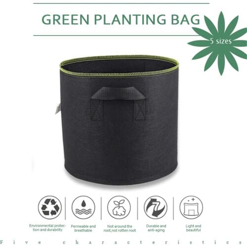 Green Planting Bag Home Garden Crochet Planting Bag Thickened Environmentally Friendly Non-Woven Gallon Planting Pack #W0