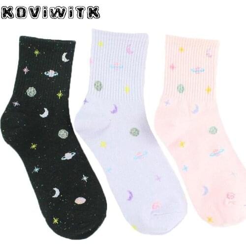Winter Comfortable Women\x27s Socks Cotton Short Casual white Stylish Breathable Blend elastic Warm Resistant lady Star\moon sox